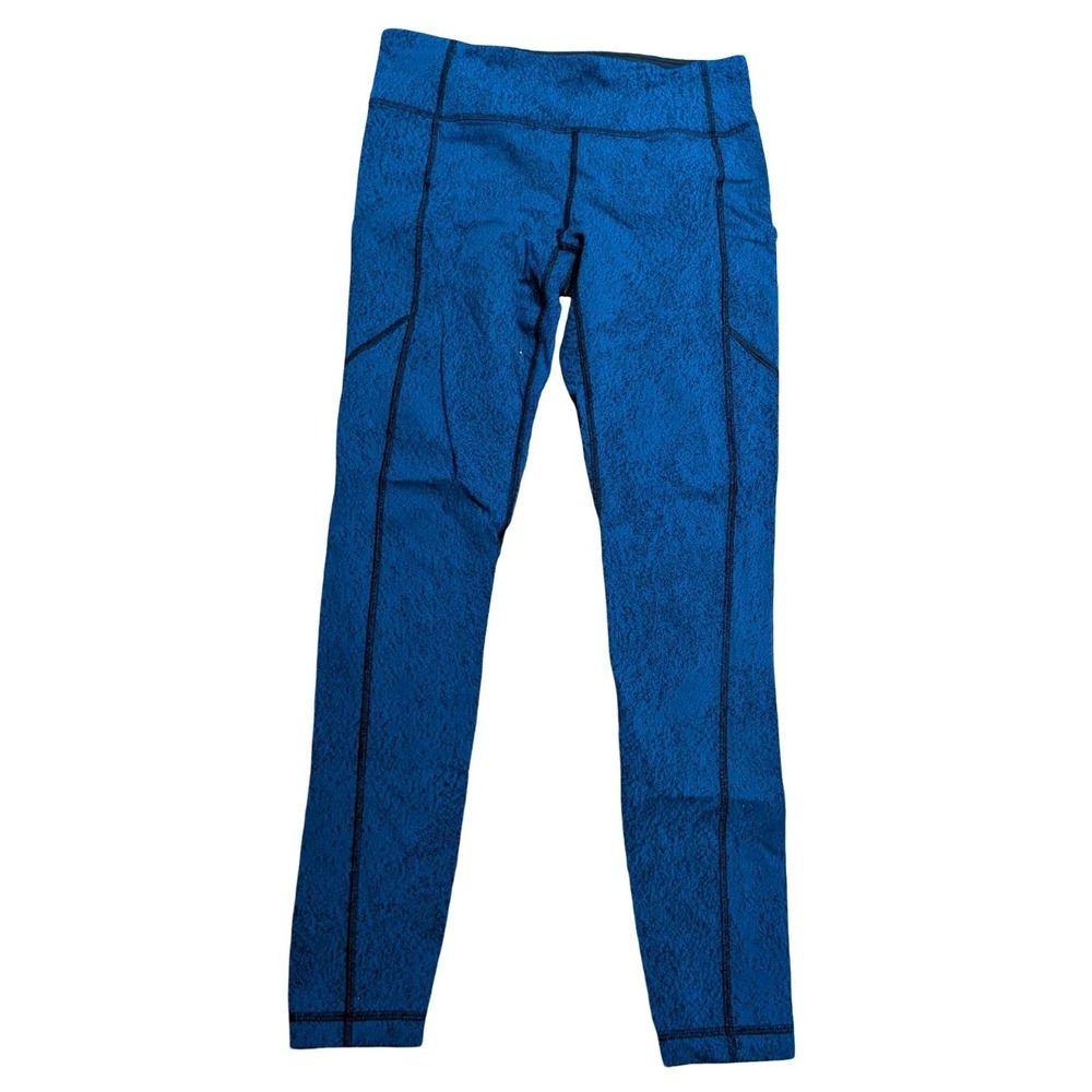 Lululemon On Track Tight Cerulean Blue/Black Reflective Luxtreme Size 8
